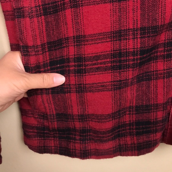 Fossil Men’s Plaid Flannel Multi-Pocket Red Black Shirt Jacket Shacket - Picture 4 of 10